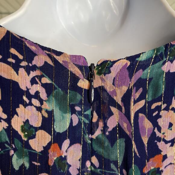 Shoshanna Women's Floral Metallic Puff Sleeve Ruffle Mini Dress Size 0 Fairy - Picture 10 of 12